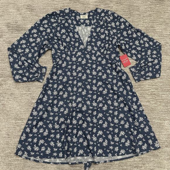 Kimes Ranch Dresses & Skirts - Kimes Ranch Dress Womens XXL Blue Georgina Floral V Neck Belted Western